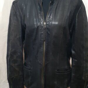 Manteau en cuir noir Danier